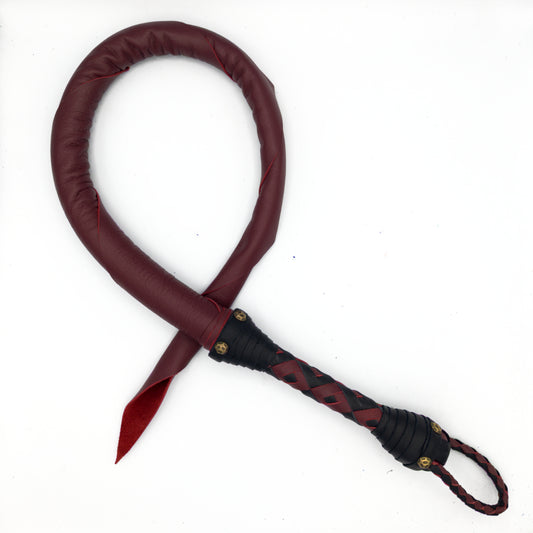 READY TO SHIP!  - 3ft - Cowhide Leather Dragon Tail Whip - Maroon - DTL3MNBK5224