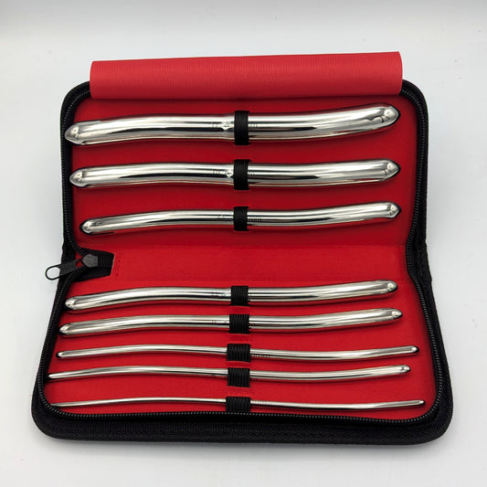 Urethral Dilator Sounding Kit 8pc – Stainless Steel – With leather case