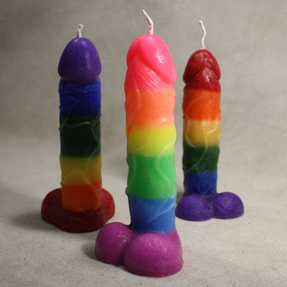 Big Flamer – Regenbogen-Peniswachs-Spielkerzen – Mehrfarbige Schwanzkerzen