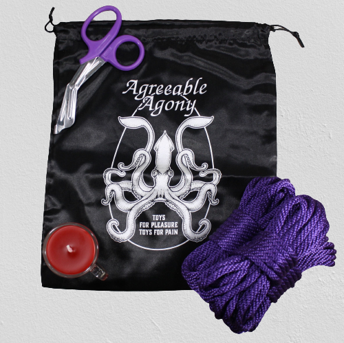 Bondage and Wax Beginner Kit - Rope & Candle with Storage Bag and Safety Shears