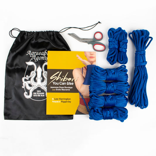 Superbe kit MFP pour débutants en bondage de corde - Corde, livre, cisailles et sac ! - 7 faisceaux de corde synthétique - 200 pieds