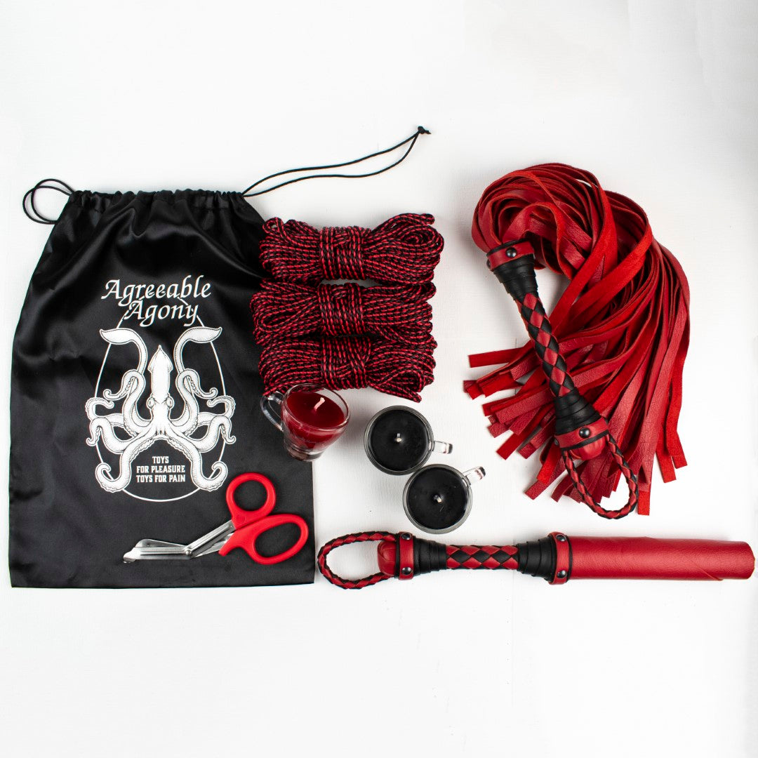 Amazing IN STOCK LEATHER KIT - Rope, Candles, and Leather Kit - "And-black" - VERY LIMITED STOCK