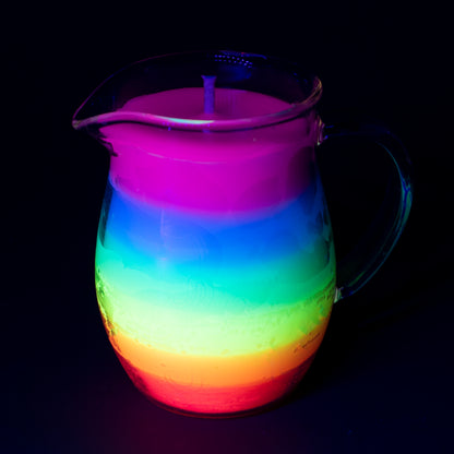 Blacklight Rainbow in a Jar Wax Play Candle - Low Temp - Unscented - UV Reactive Pitcher Candle