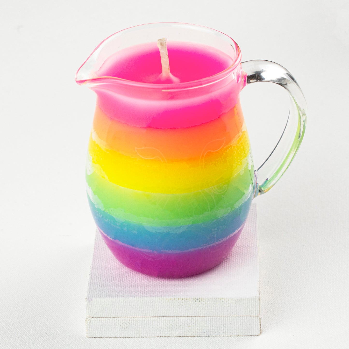 Blacklight Rainbow in a Jar Bougie de jeu en cire - Basse température - Non parfumée - Bougie pichet réactive aux UV
