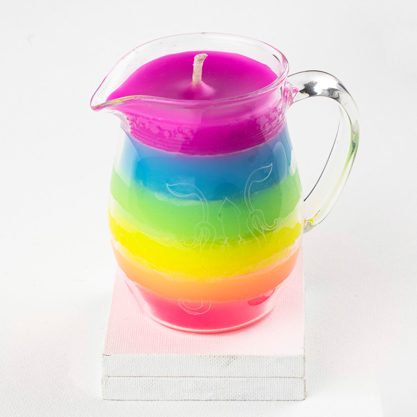Blacklight Rainbow in a Jar Bougie de jeu en cire - Basse température - Non parfumée - Bougie pichet réactive aux UV